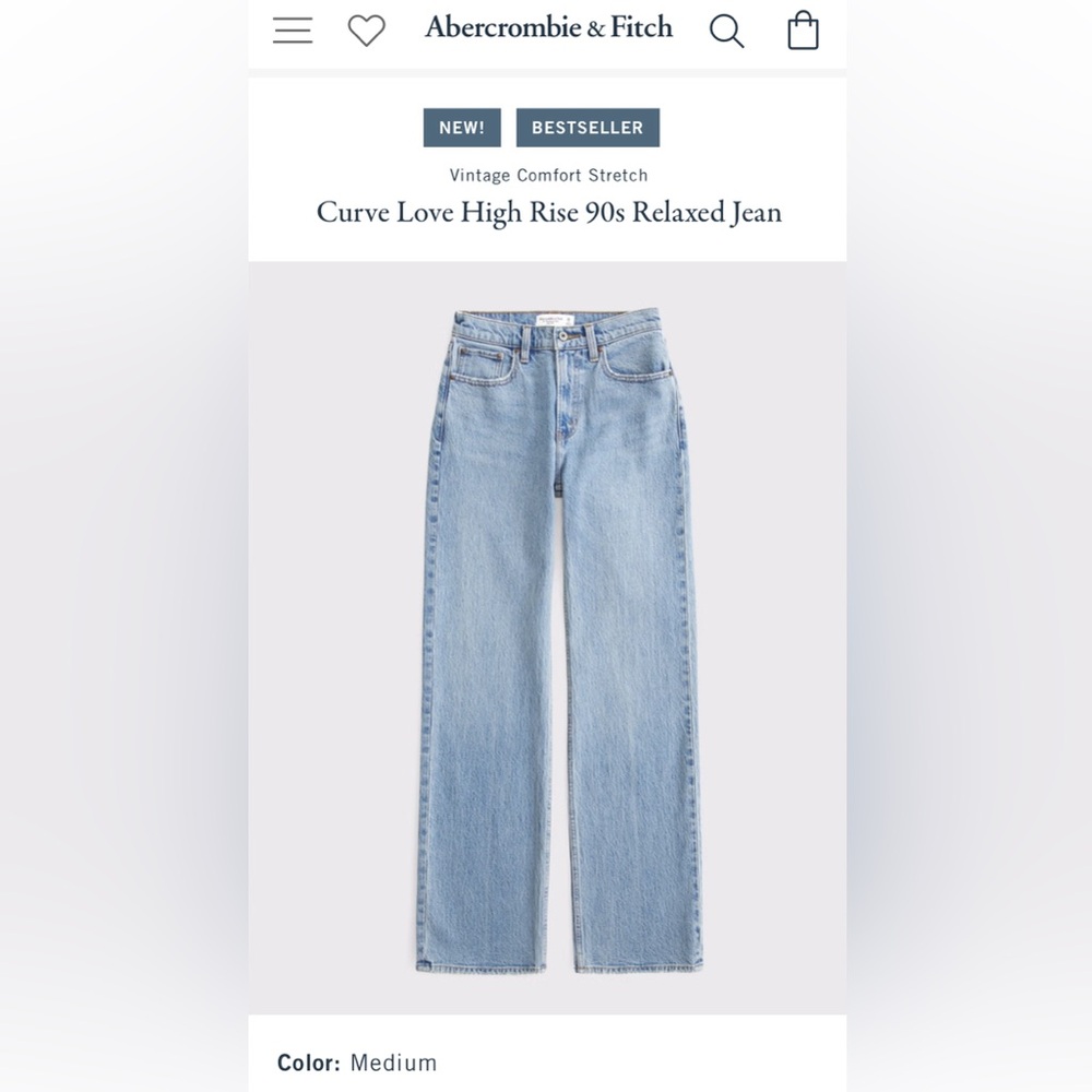 Abercrombie 90s relaxed jeans - curve love - size 2 - rarely worn